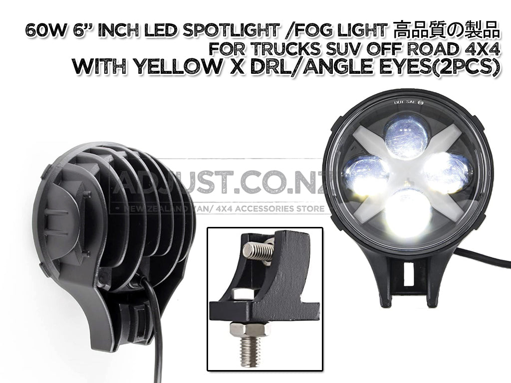 60w Round LED Spot 6" Inch Spot Work Lamp W/ DRL Waterproof OFF-ROAD