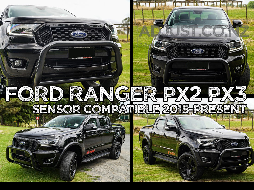 Ford Ranger 3" Black SS Nudge bar with 2 x spotlight mounting for 2015- 2021