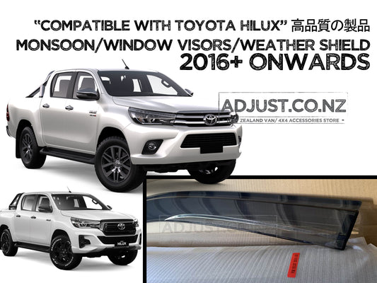 Door Visor/ Weather shield smoke type suitable for Toyota Hilux 2016+