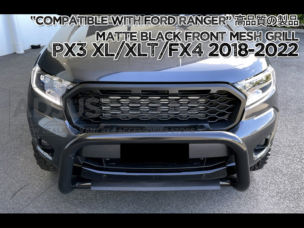 Front Mesh Grill to suit Ford Ranger Matt Black PX3 XL/XLT/FX4 2018-2022