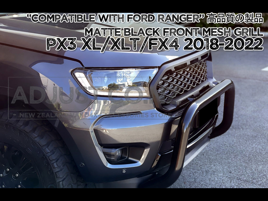 Front Mesh Grill to suit Ford Ranger Matt Black PX3 XL/XLT/FX4 2018-2022