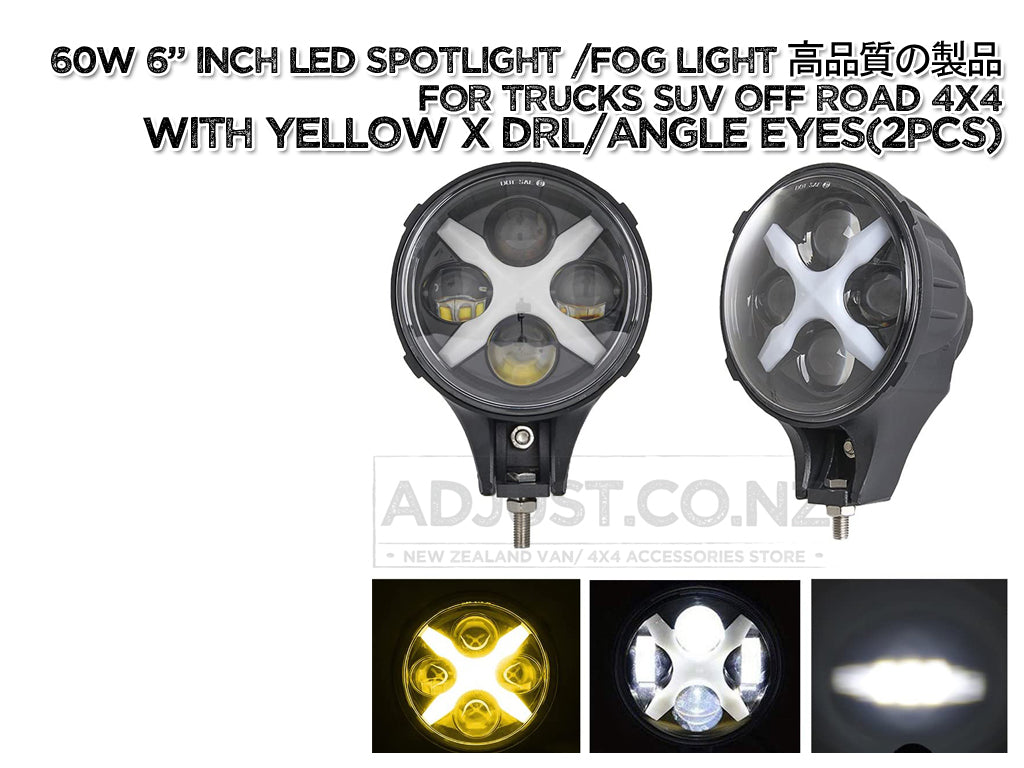 60w Round LED Spot 6" Inch Spot Work Lamp W/ DRL Waterproof OFF-ROAD