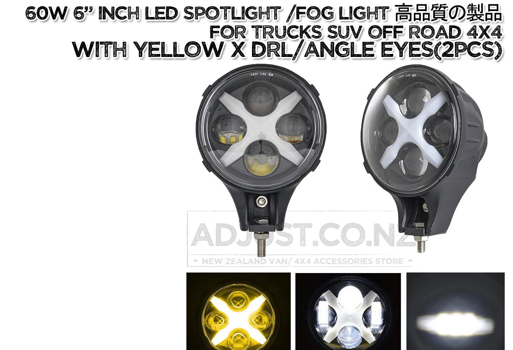 60w Round LED Spot 6" Inch Spot Work Lamp W/ DRL Waterproof OFF-ROAD