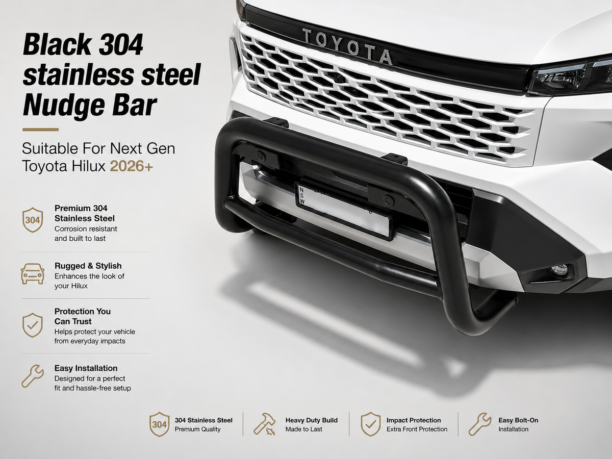Black Stainless Steel Nudge Bar Suitable for Toyota Hilux N90 2026+