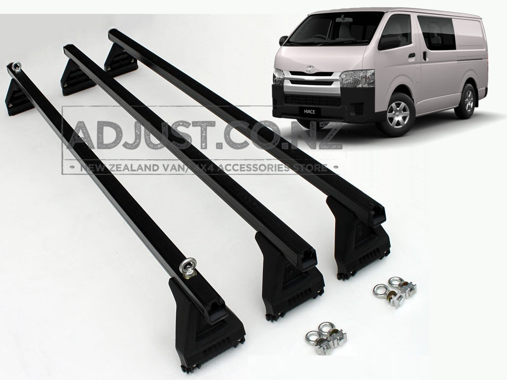 Compatible with Toyota Hiace 3 x Roof Rack 150mm 'BLACK'