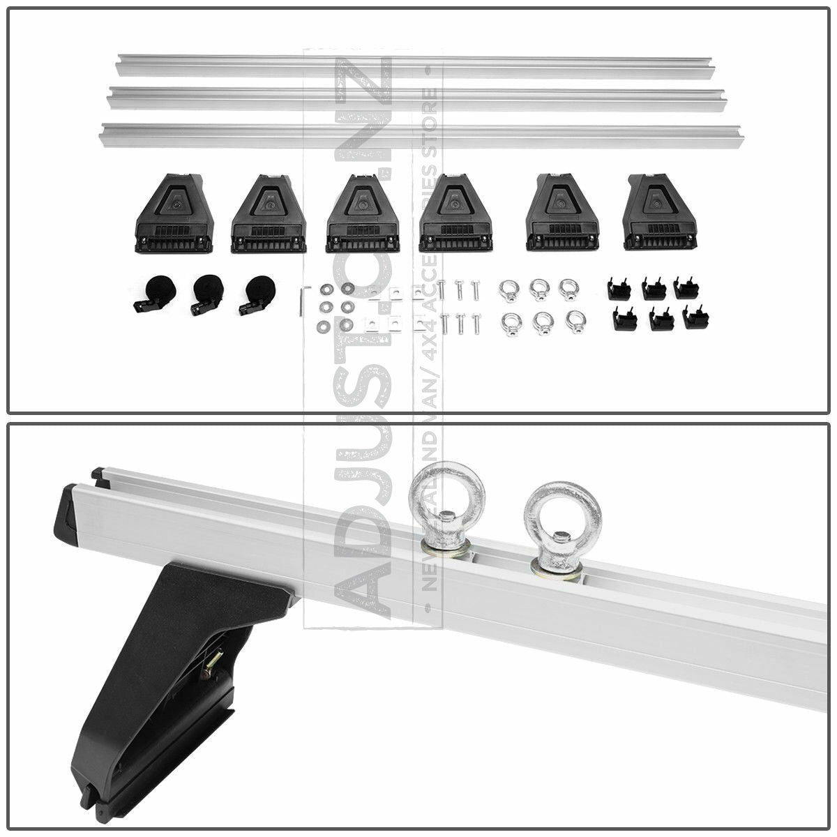 Compatible with Toyota Hiace 3 x Roof Rack 150mm 'Silver'