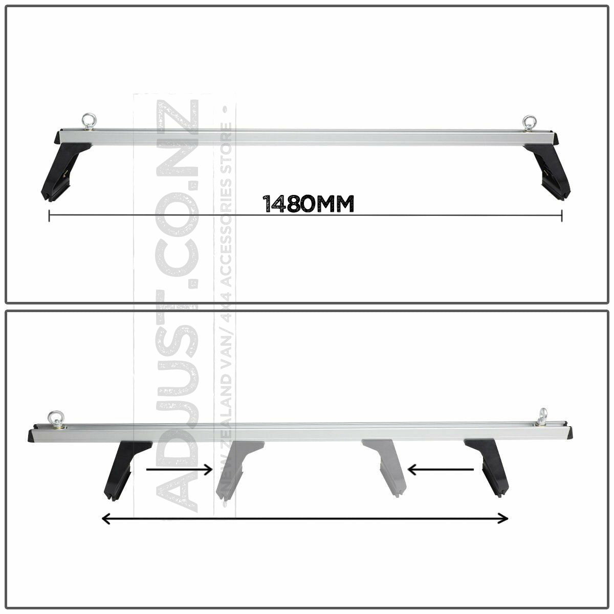 Compatible with Toyota Hiace 2 x Roof Rack 150mm 'Silver'