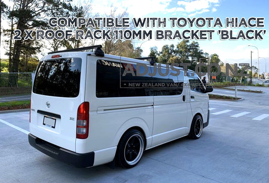 Compatible with Toyota Hiace Heavy Duty 2x Roof Rack Gutter Mount Black 110mm Leg