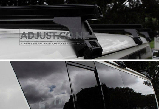 Compatible with Toyota Hiace Heavy Duty 3x Roof Rack Gutter Mount Black 110mm Leg