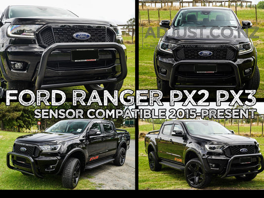 Ford Ranger 3" Black SS Nudge bar with 2 x spotlight mounting for 2015- 2021