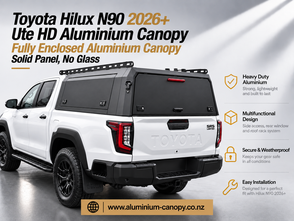 Toyota Hilux N90/N80 2026+ Fully Enclosed Aluminium Canopy – Solid Rear Panel, No Glass