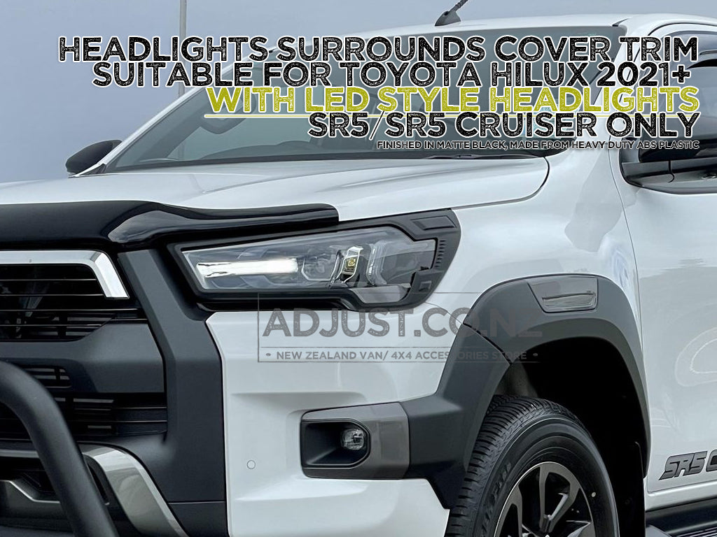 Headlight Cover Trims suitable for Toyota Hilux with LED Style Headlights 2021 +