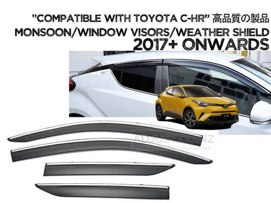 Door Visor/ Weather shield smoke type suitable for Toyota C-HR 2017-2023