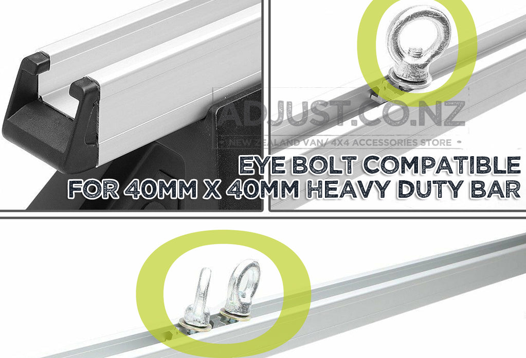 Compatible with Toyota Hiace 40mm x 40mm Roof Rack Eye Bolt Set