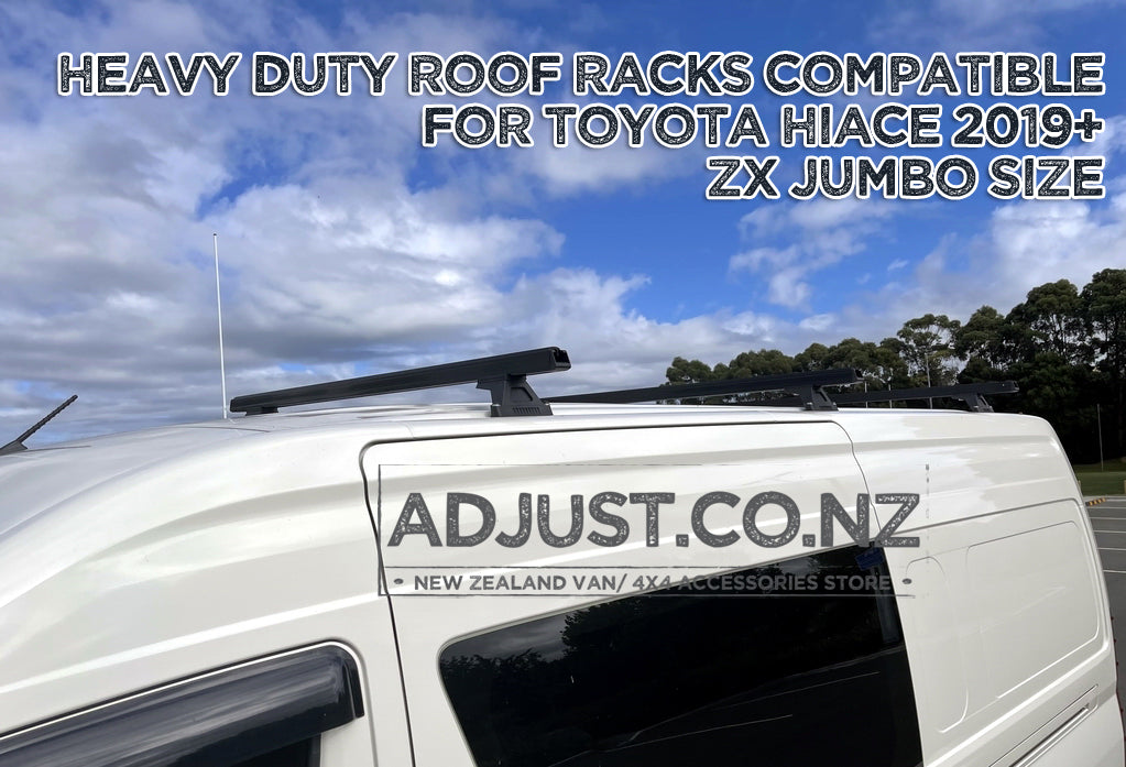 Compatible with 2019+ Toyota Hiace Jumbo Size ZX 3 x Roof Rack 'Black'