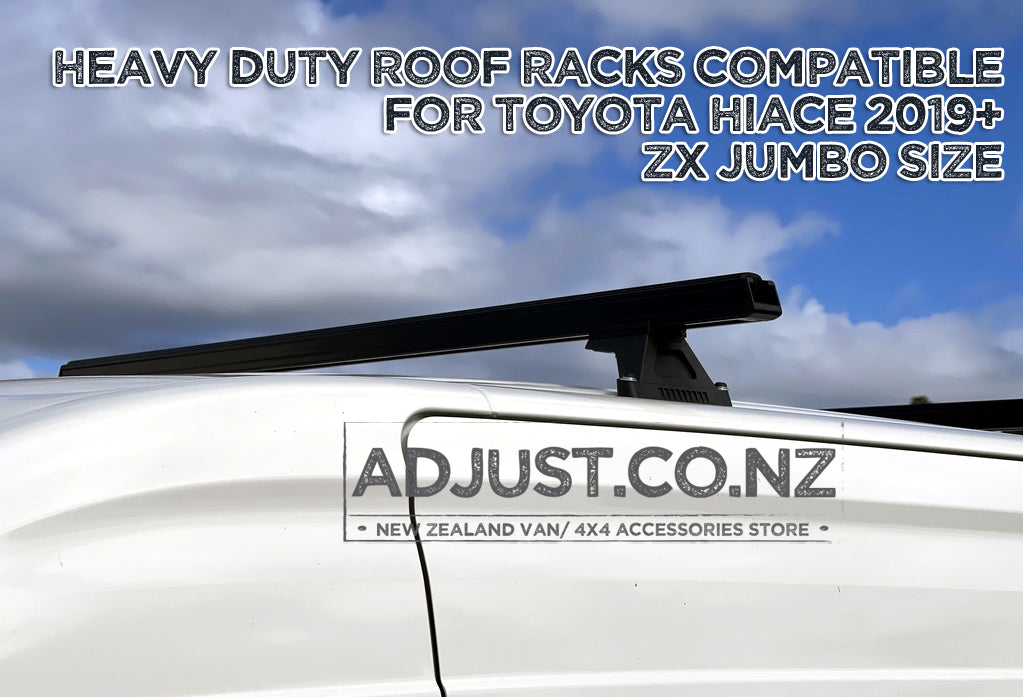 Compatible with 2019+ Toyota Hiace Jumbo Size ZX 3 x Roof Rack 'Black'