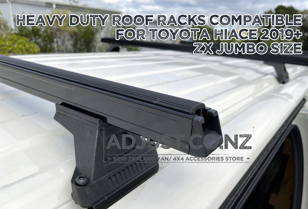 Compatible with 2019+ Toyota Hiace Jumbo Size ZX 3 x Roof Rack 'Black'