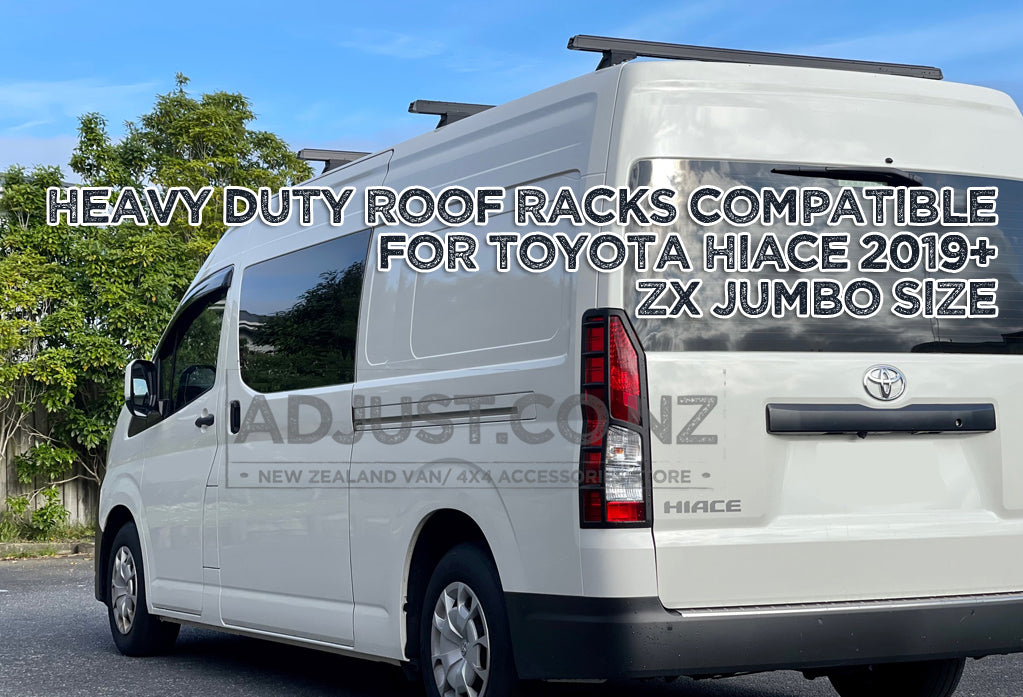 Compatible with 2019+ Toyota Hiace Jumbo Size ZX 3 x Roof Rack 'Black'