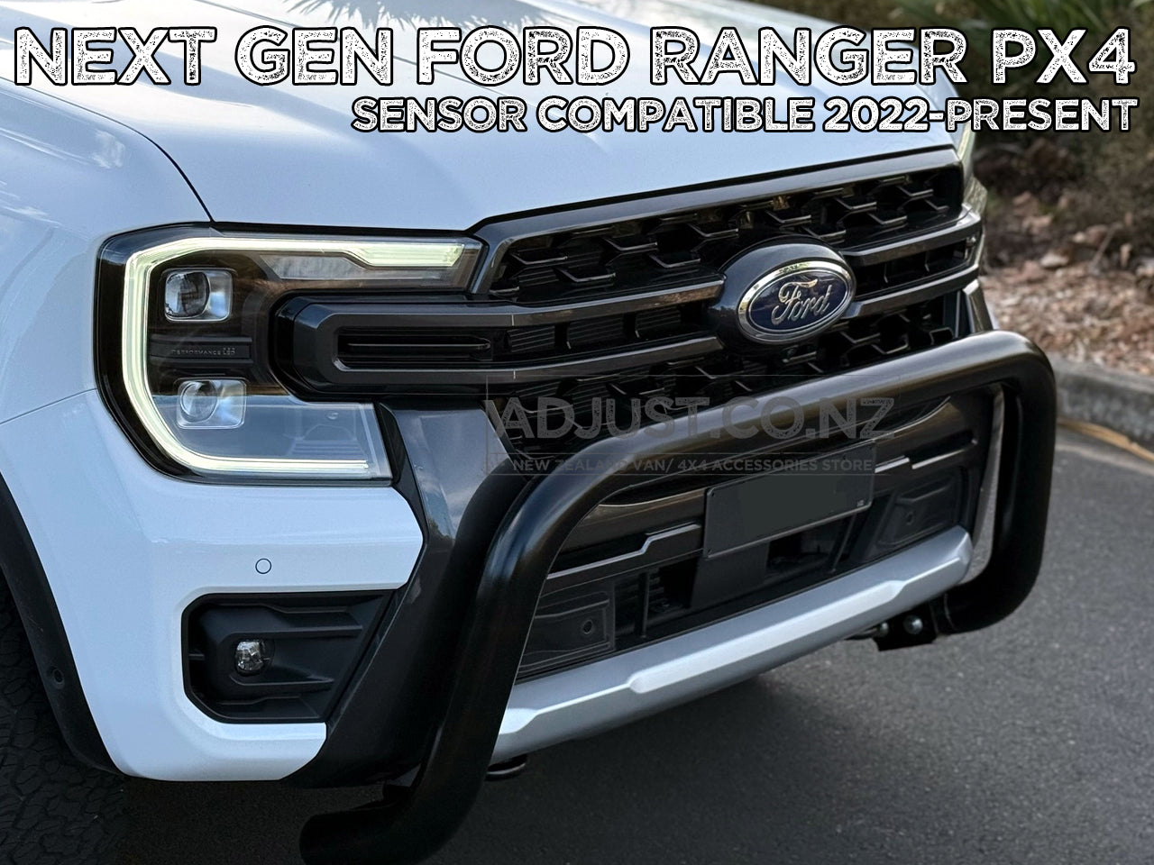 Ford Ranger 3" Black SS Nudge bar with 2 x spotlight mounting for 2022+