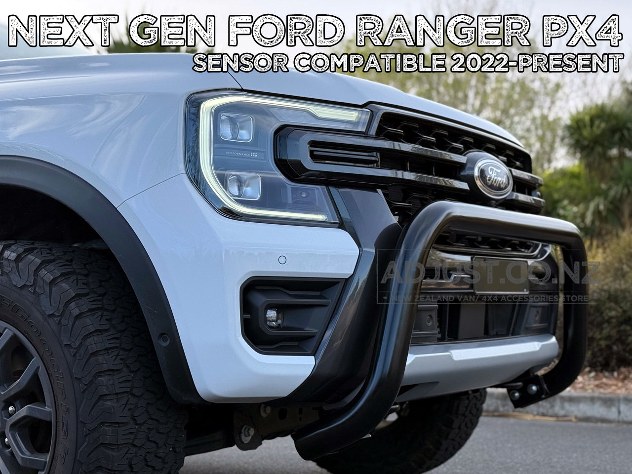 Ford Ranger 3" Black SS Nudge bar with 2 x spotlight mounting for 2022+