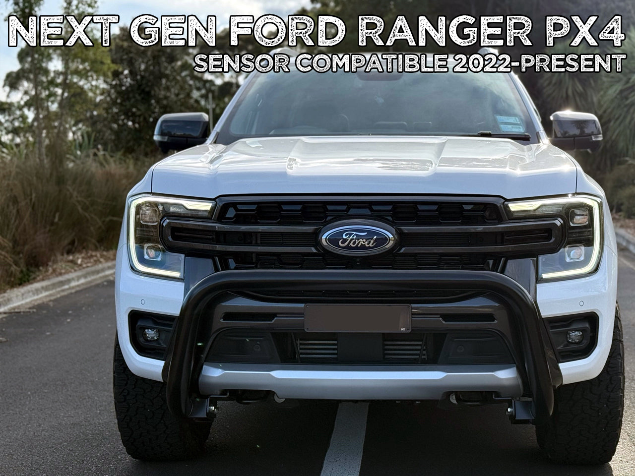 Ford Ranger 3" Black SS Nudge bar with 2 x spotlight mounting for 2022+