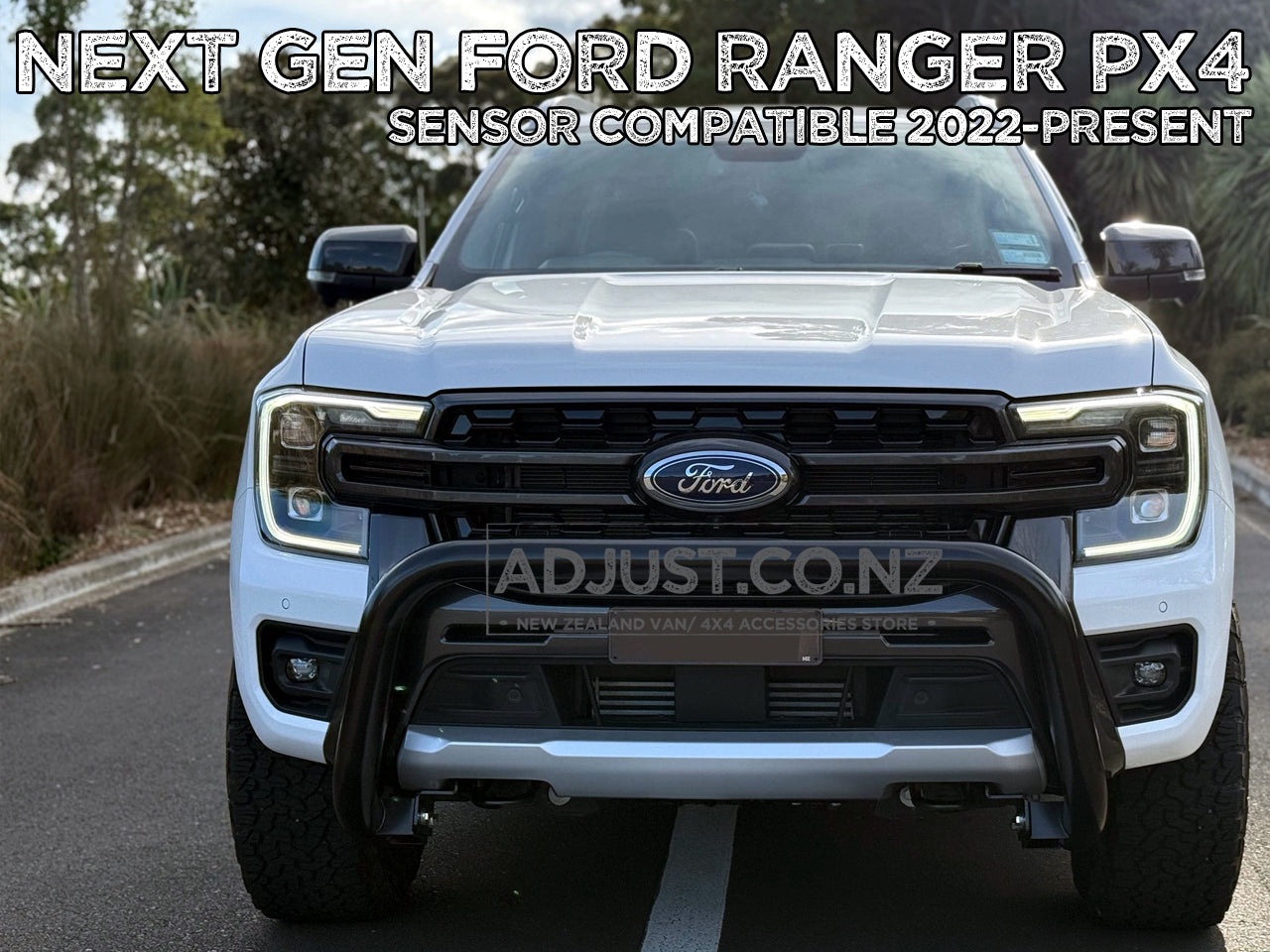Ford Ranger 3" Black SS Nudge bar with 2 x spotlight mounting for 2022+