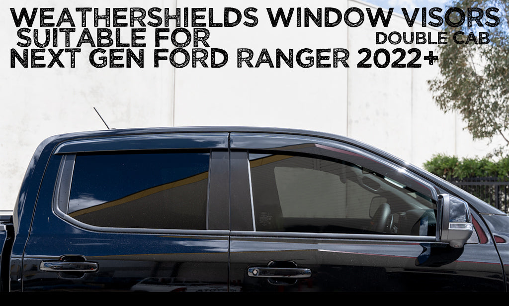 New Gen 2022+ Ford Ranger Monsoon / Window Visors / Weather shield Black slim