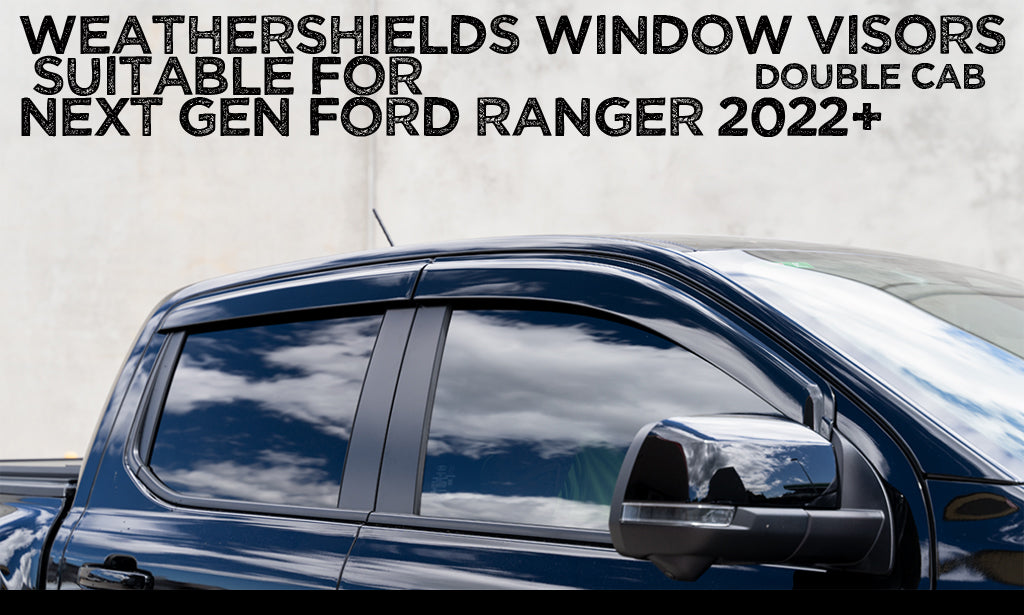 New Gen 2022+ Ford Ranger Monsoon / Window Visors / Weather shield Black slim