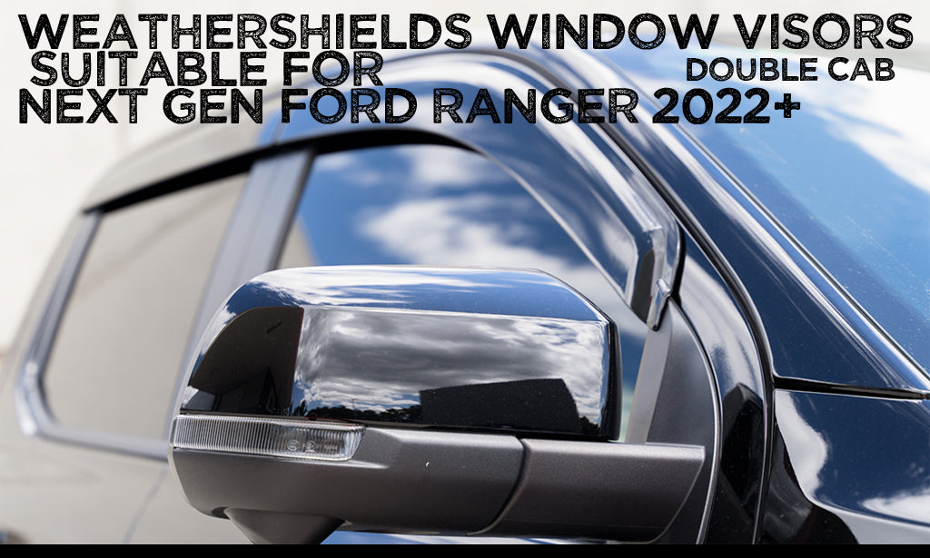 New Gen 2022+ Ford Ranger Monsoon / Window Visors / Weather shield Black slim