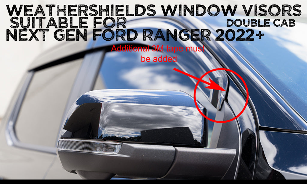 New Gen 2022+ Ford Ranger Monsoon / Window Visors / Weather shield Black slim