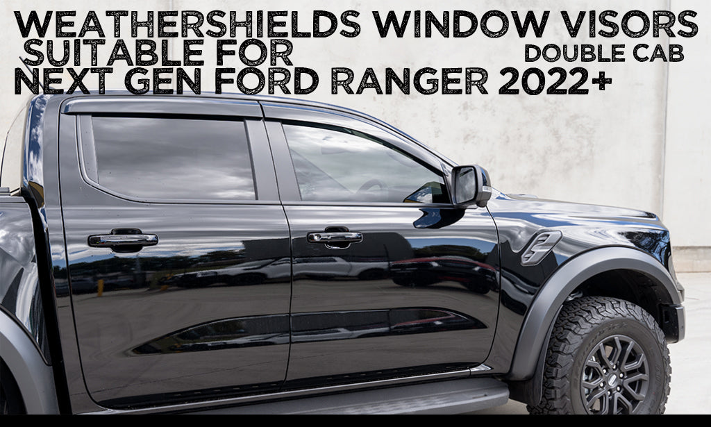 New Gen 2022+ Ford Ranger Monsoon / Window Visors / Weather shield Black slim