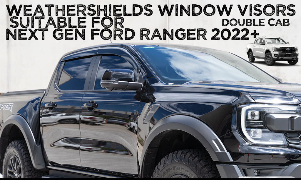 New Gen 2022+ Ford Ranger Window Visors + Light Trim Covers + Bonnet Protector